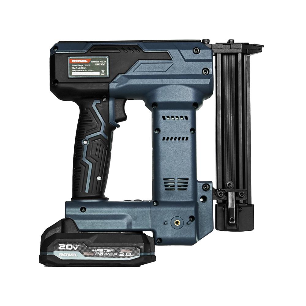 เครื่องยิงตะปูขาเดี่ยวไร้สาย (พร้อมแท่นชาร์จและแบตเตอรี่) ROWEL DNG300 20 โวลต์