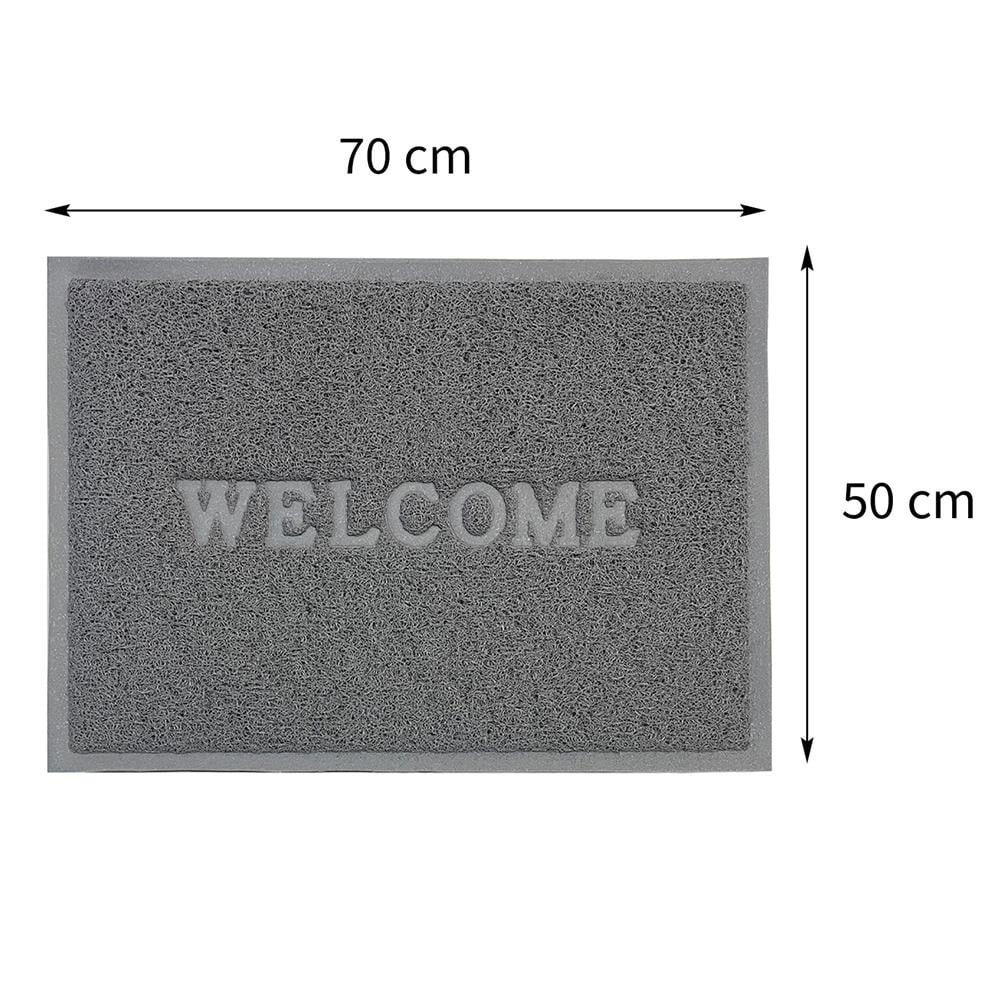 พรมเช็ดเท้าดักฝุ่น HOME LIVING STYLE S.WELCOME 50X70 ซม. สีเทา