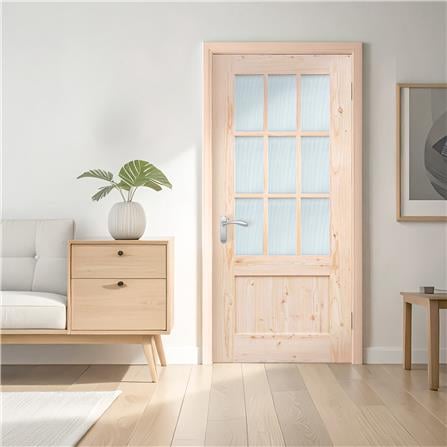 ประตูไม้เฮมล็อกเฟอร์ AZLE ZEN 90X200 ซม. สีธรรมชาติ ไม่เจาะลูกบิด_2