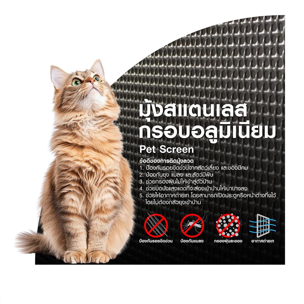 ประตูบานเปิด มุ้งสเตนเลส S.D.BRILLIANT 90x200 ซม. สีขาว