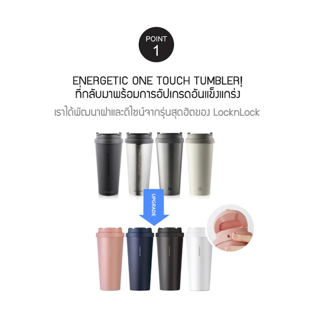 กระติกสุญญากาศ 550 มล. LOCKNLOCK ENERGETIC ONE TOUCH สีขาว
