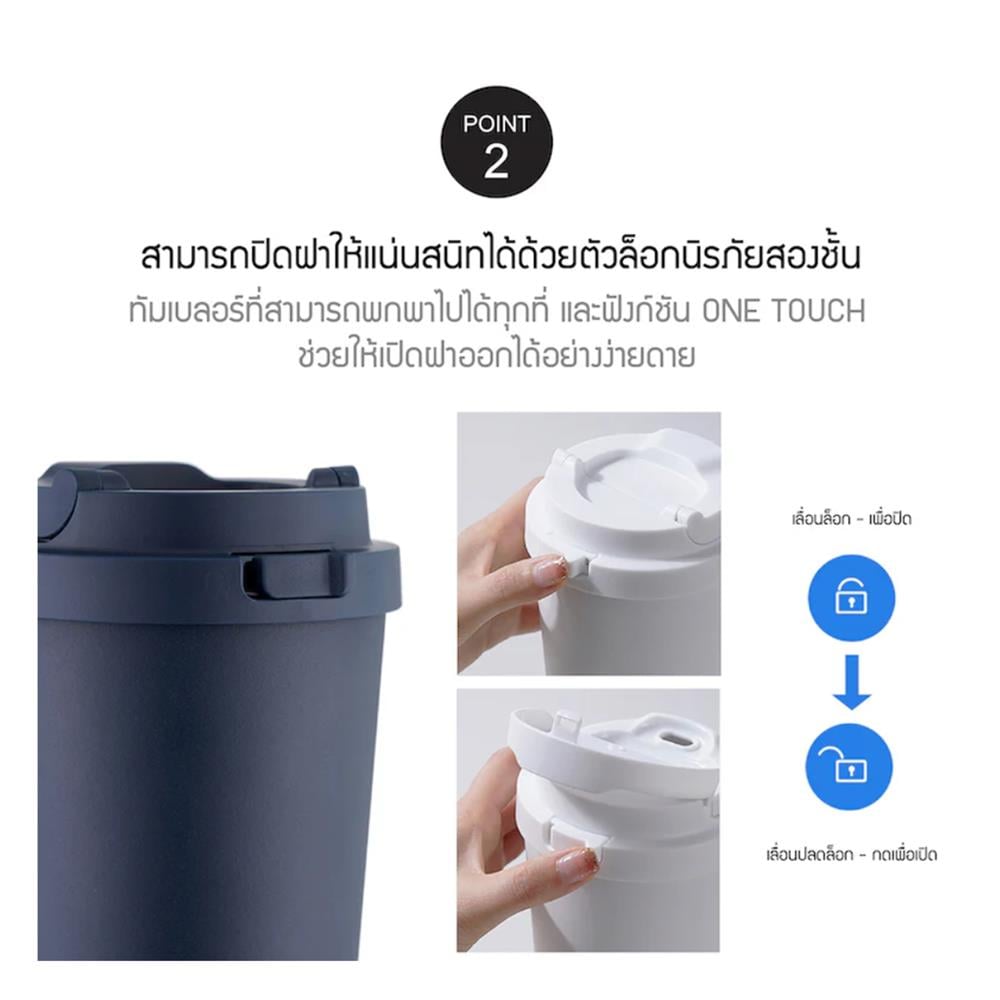 กระติกสุญญากาศ 550 มล. LOCKNLOCK ENERGETIC ONE TOUCH สีขาว