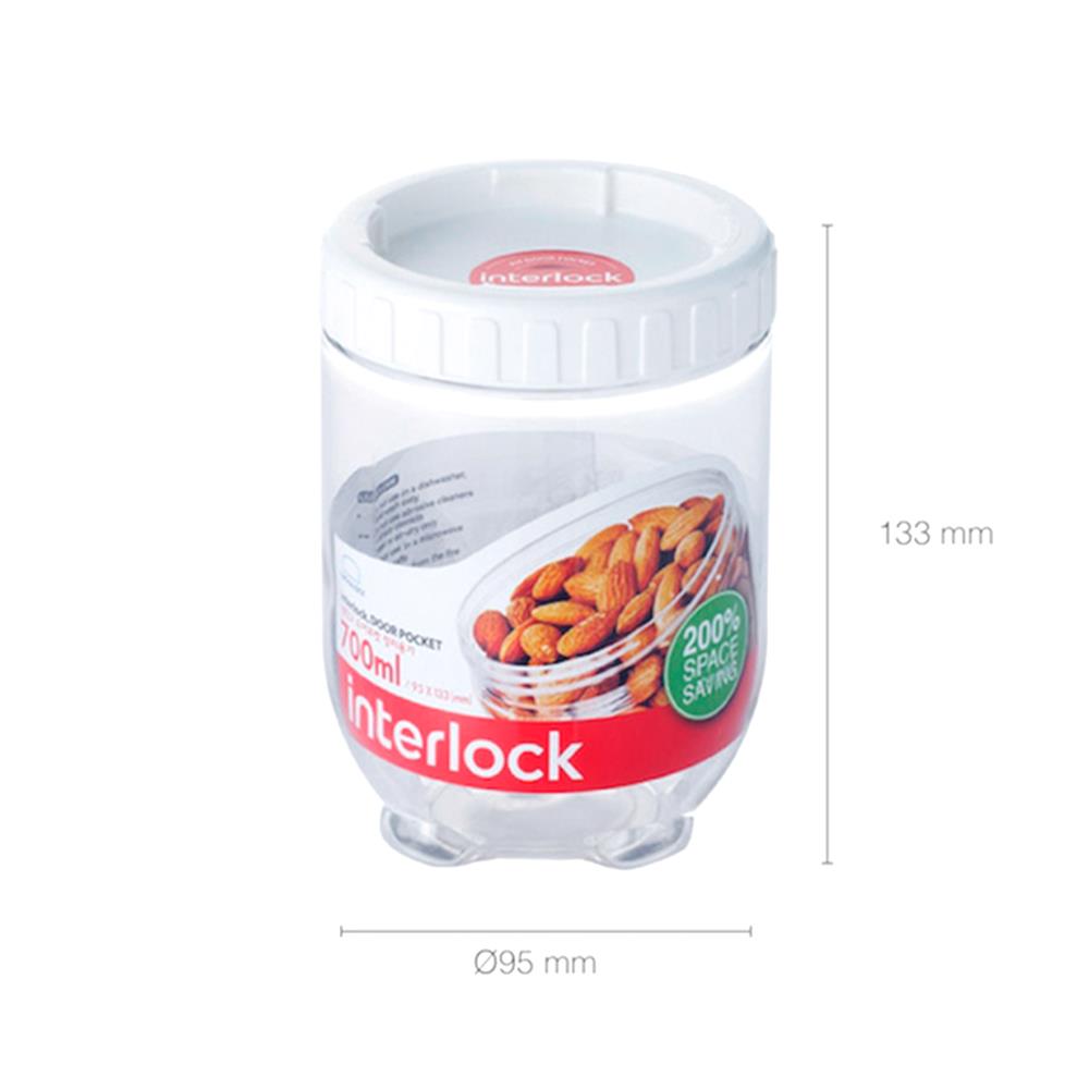 ขวดโหล PET ฝาเกลียว LOCKNLOCK INTERLOCK INL304W 0.7 ลิตร สีขาว/ใส