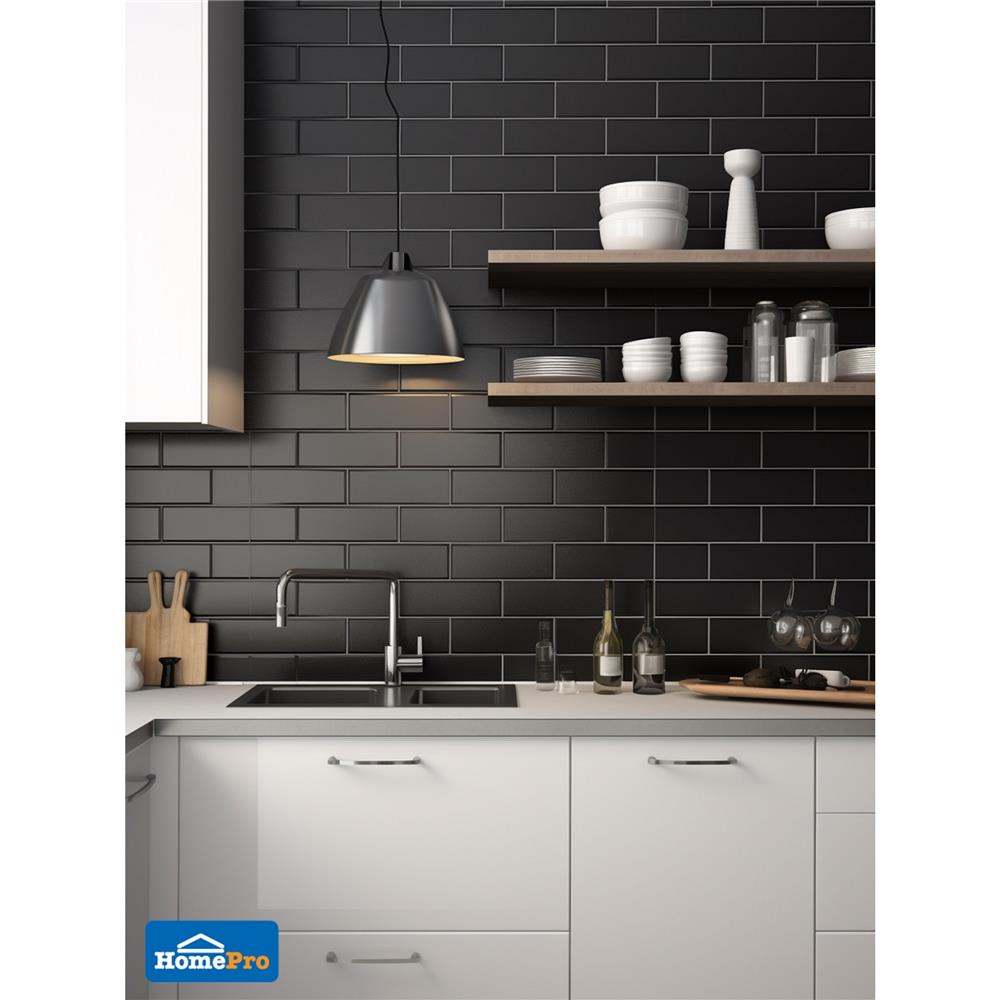 กระเบื้องผนัง 10x30 ซม. TARA กลอสซี่ บีเวลแบล็ค II A 0.99 ตร.ม.