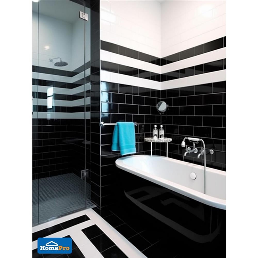 กระเบื้องผนัง 10x30 ซม. TARA กลอสซี่ บีเวลแบล็ค II A 0.99 ตร.ม.