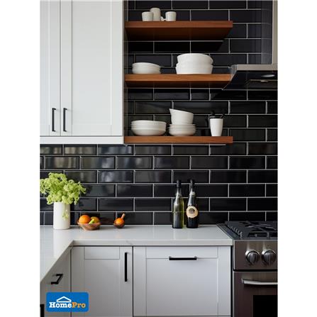 กระเบื้องผนัง 10x30 ซม. TARA กลอสซี่ บีเวลแบล็ค II A 0.99 ตร.ม._4