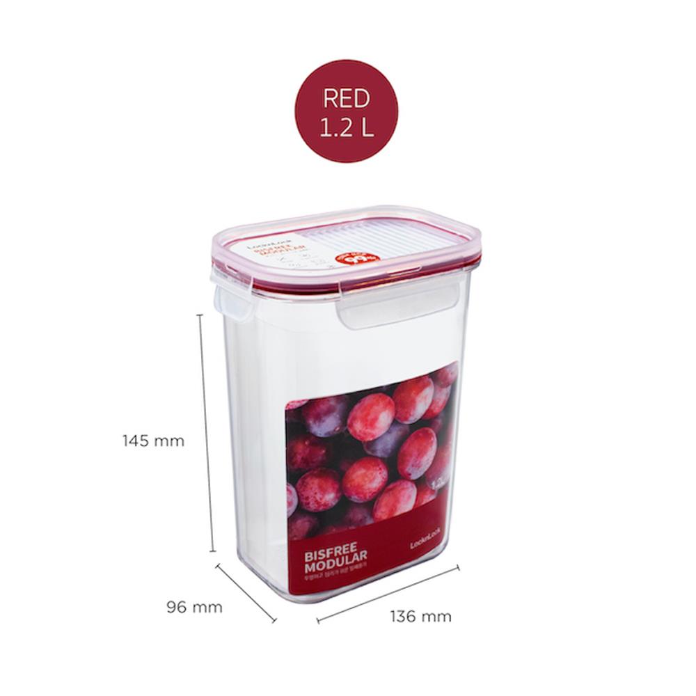 กล่องอาหาร LOCKNLOCK BISFREE 1.2 ลิตร สีแดง