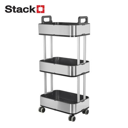 ชั้นวางของ 3 ชั้น มีล้อ STACKO LAVISH 37.7X26.9X86.5 ซม. สีเงิน_0