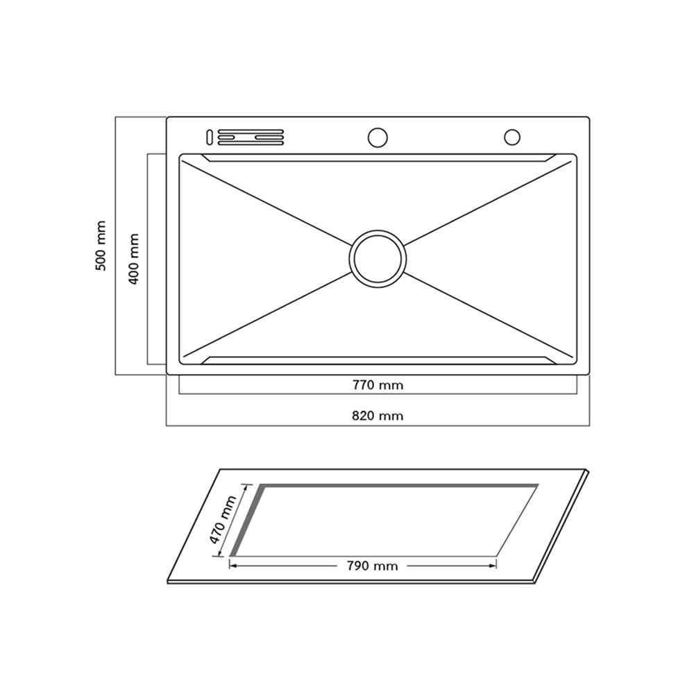 ซิงค์ฝัง 1 หลุม AXIA EXPERTISE 8250 SS สีเงิน
