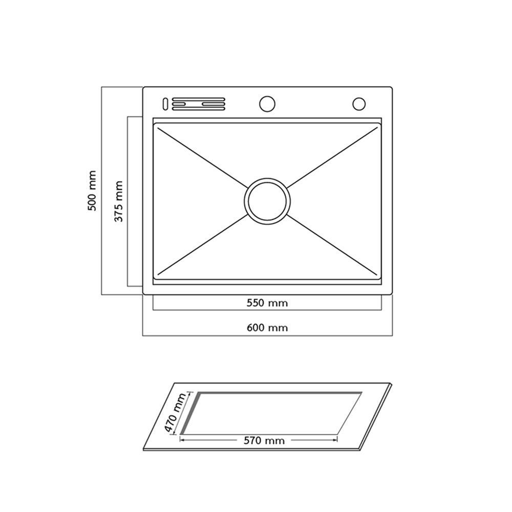 ซิงค์ฝัง 1 หลุม AXIA EXPERTISE 6050 SS เงิน
