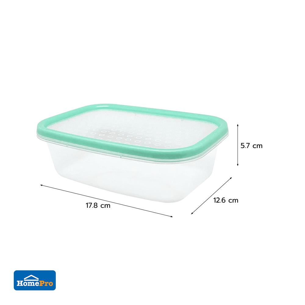 กล่องอาหารเหลี่ยม 0.6 ลิตร KECH NICE สีเขียว แพ็ก 4 ชิ้น
