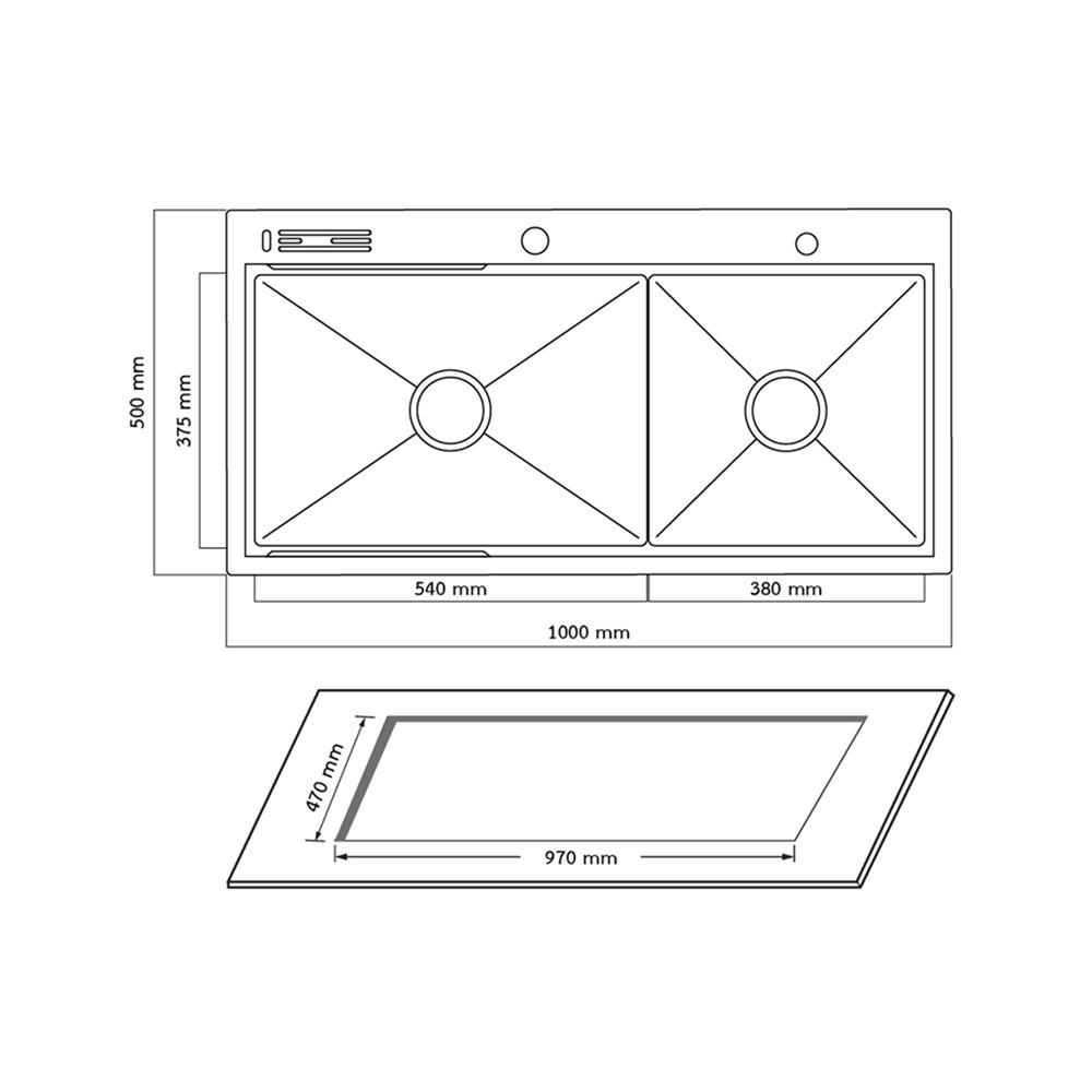 ซิงค์ฝัง 2 หลุม AXIA EXPERTISE 5438 สีดำ