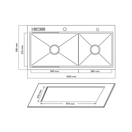 ซิงค์ฝัง 2 หลุม AXIA EXPERTISE 5438 สีดำ_4