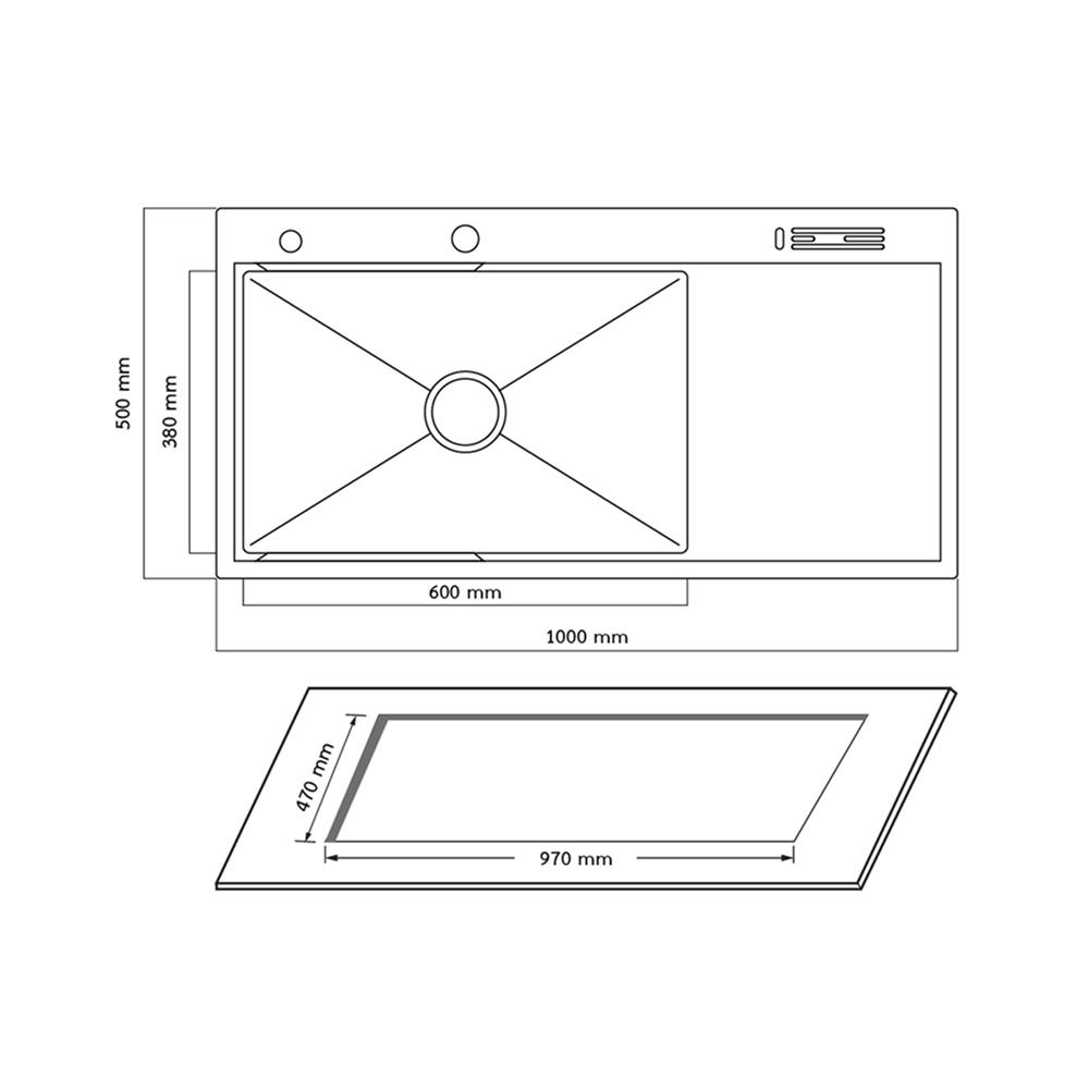 ซิงค์ฝัง 1 หลุม 1 ที่พัก AXIA EXPERTISE 10050 สีดำ