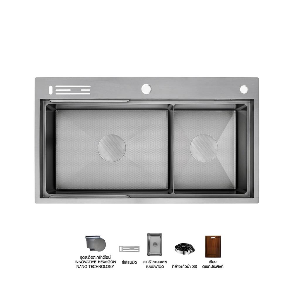 ซิงค์ฝัง 2 หลุม AXIA EXPERTISE 5438 สีเงิน
