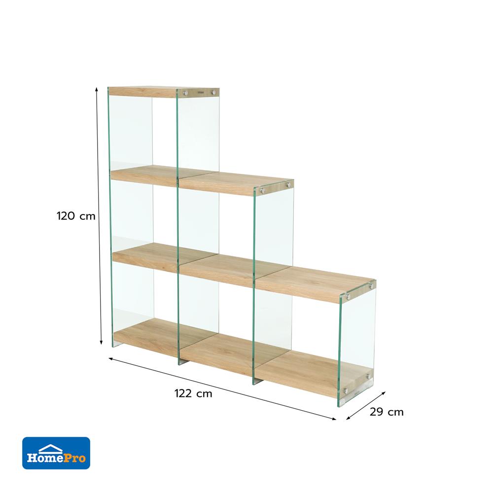 ชั้นวางของกระจก 6 ช่อง FURDINI GLOSS 122 ซม. สี NATURAL