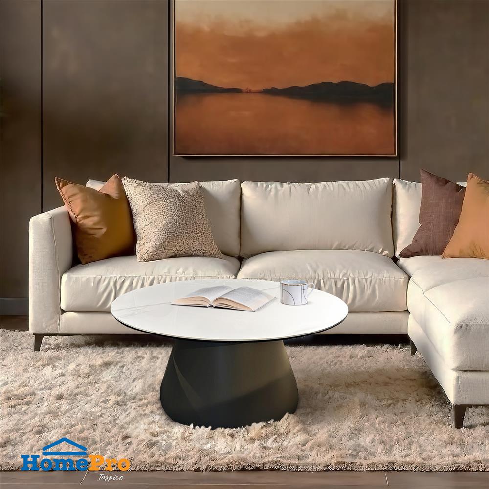 โต๊ะกลาง BENETTA MOSCOW 80 ซม. สีขาว/น้ำตาล