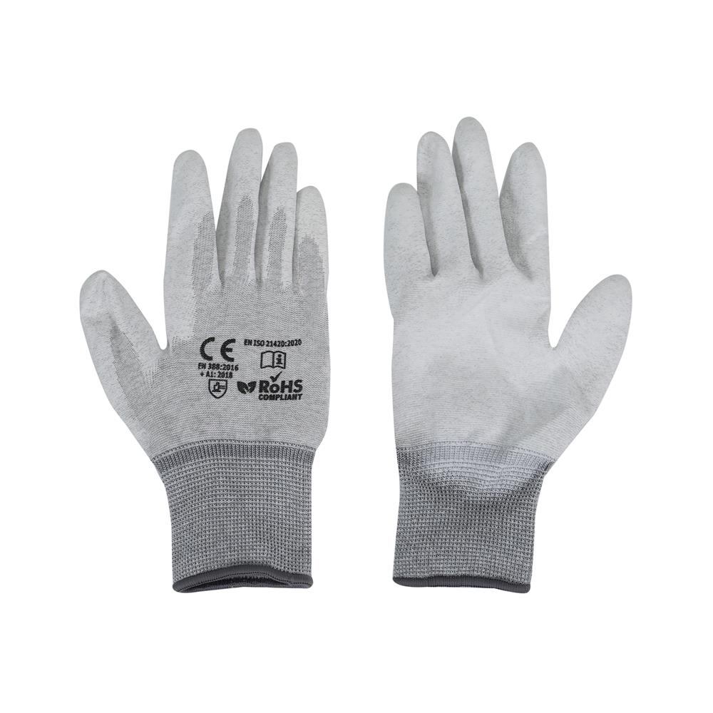 ถุงมือไนลอนเคลือบ PU DEXZON SIZE L สีขาว/เทา (แพ็ก 1 คู่)