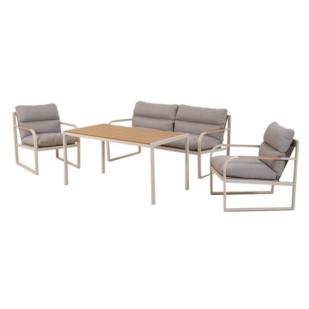 ชุดโซฟาสนาม 4 ที่นั่ง SPRING LUTRICIA สีเทาอ่อน