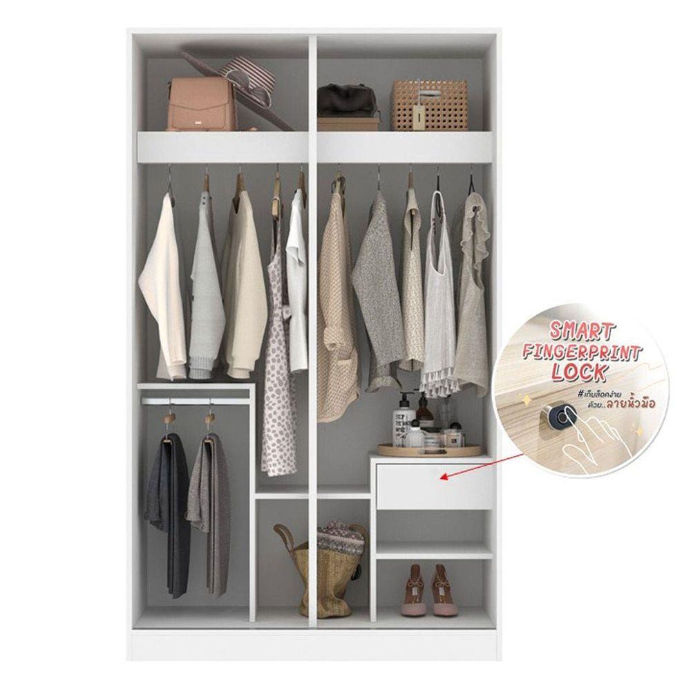 ตู้เสื้อผ้าบานเลื่อน KONCEPT MONETA 19228543 120 ซม. สีขาว