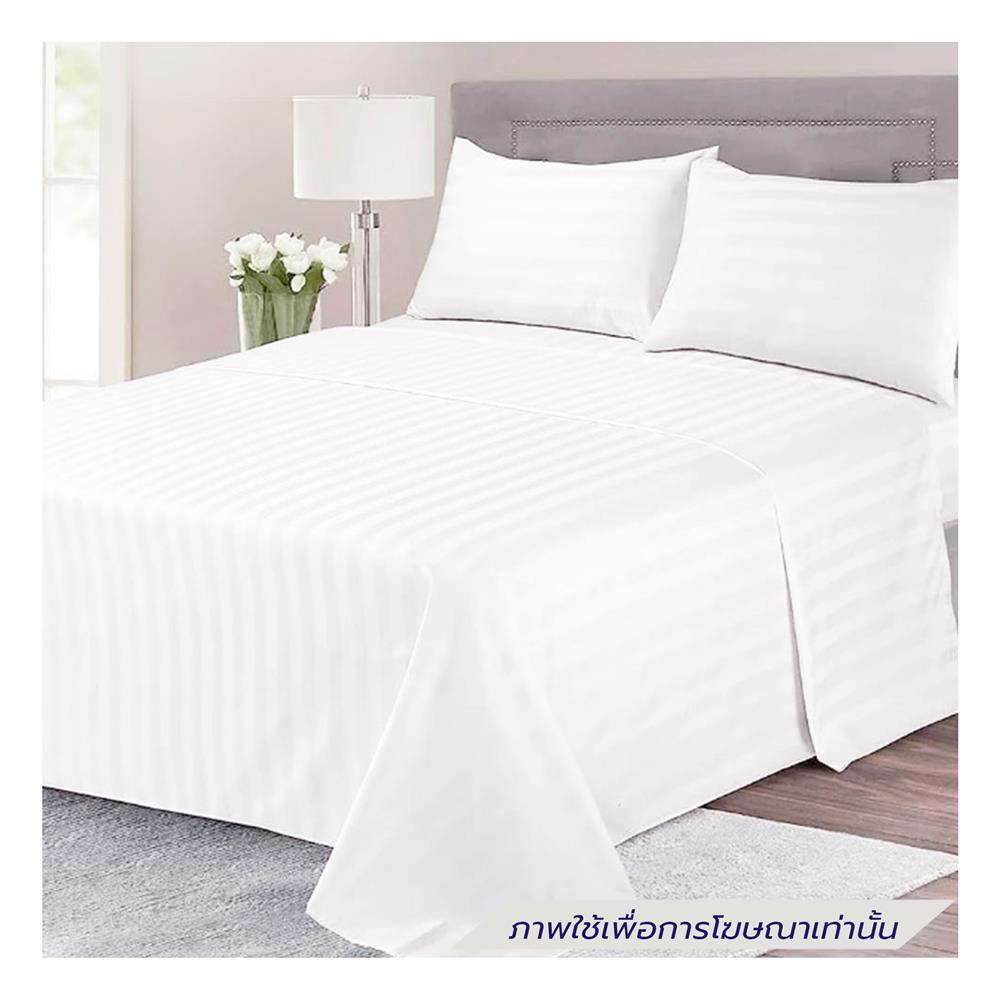 ผ้าปูที่นอน DREAMERY CT 250T STRIPE 100X118 นิ้ว สี WHITE (แพ็ก 2 ชิ้น)