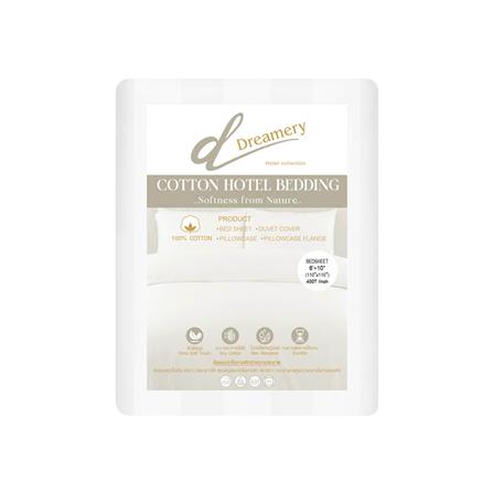 ผ้าปูที่นอน DREAMERY CT 400T SATEEN 110X110 นิ้ว สี WHITE (แพ็ก 2 ชิ้น)_2