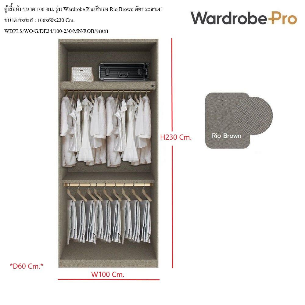ตู้เสื้อผ้า 2 บานเปิด SB BUILT IN WARDROBE PLUS 59061318 100 ซม. สีทอง/RIO BROWN