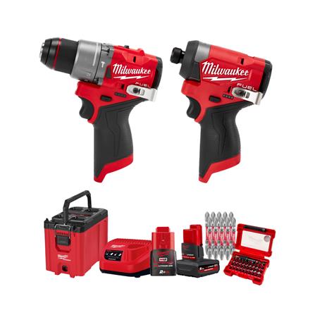 ชุดสว่านและไขควงกระแทกไร้สาย (พร้อมแบตเตอรี่) MILWAUKEE M12 FUEL 12 โวลต์_0