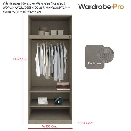 ตู้เสื้อผ้า 2 บานเปิด SB BUILT IN WARDROBE PLUS 59061548 100 ซม. สี PEWTER GREY_2