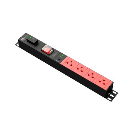 รางปลั๊กไฟ 4 ช่อง 1 สวิตช์ HOT SWAP POWERCONNEX PXC5PHTSS-TS04 16 แอมป์ 3 ม. สีแดง/ดำ_1