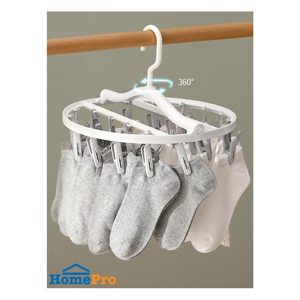 ห่วงตากผ้าพลาสติกกลม 24 กิ๊บ PLIM สีขาว/เทา