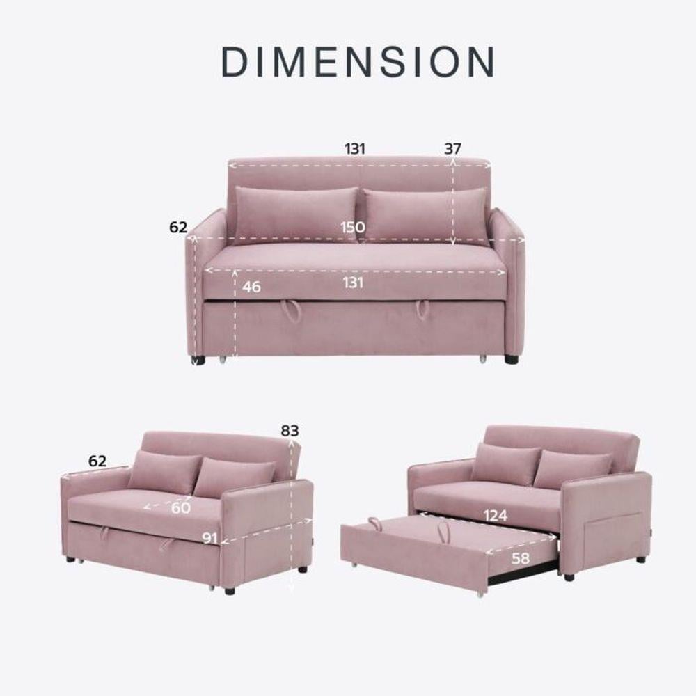 โซฟาเบด 2 ที่นั่ง SB FURNITURE BONDANIE 19234946 สีชมพู
