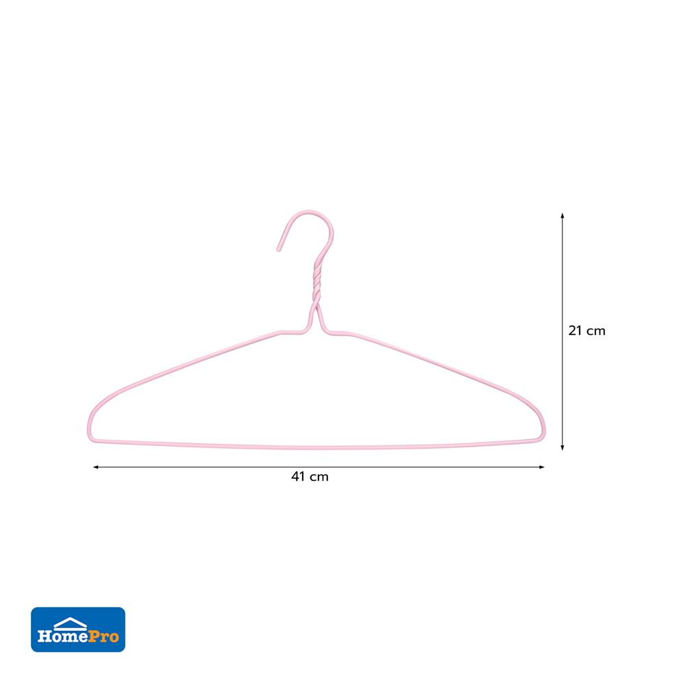 ไม้แขวนเสื้อเคลือบ PLIM CURVE สีชมพู (แพ็ก 10 ชิ้น)