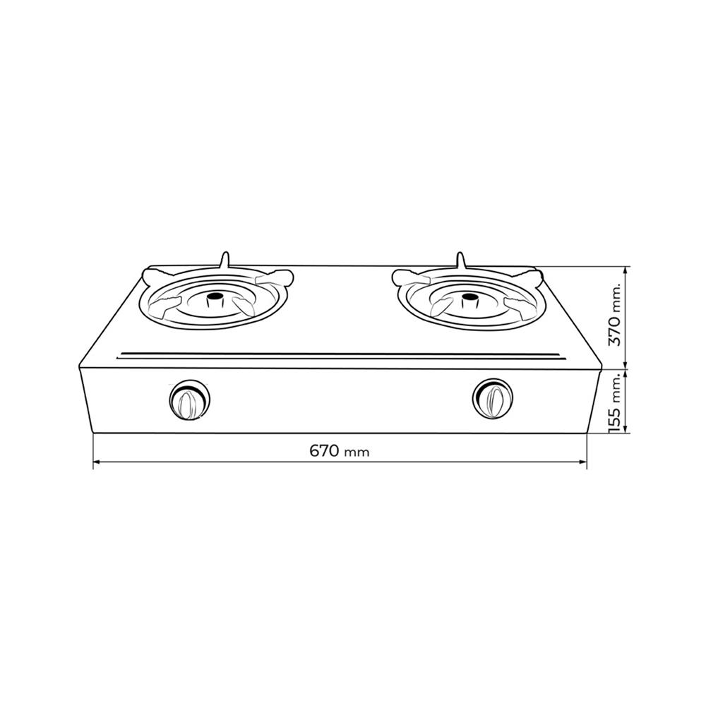 เตาแก๊สตั้งโต๊ะ 2 หัวแก๊ส LINEA FGG 2G 90 LBB
