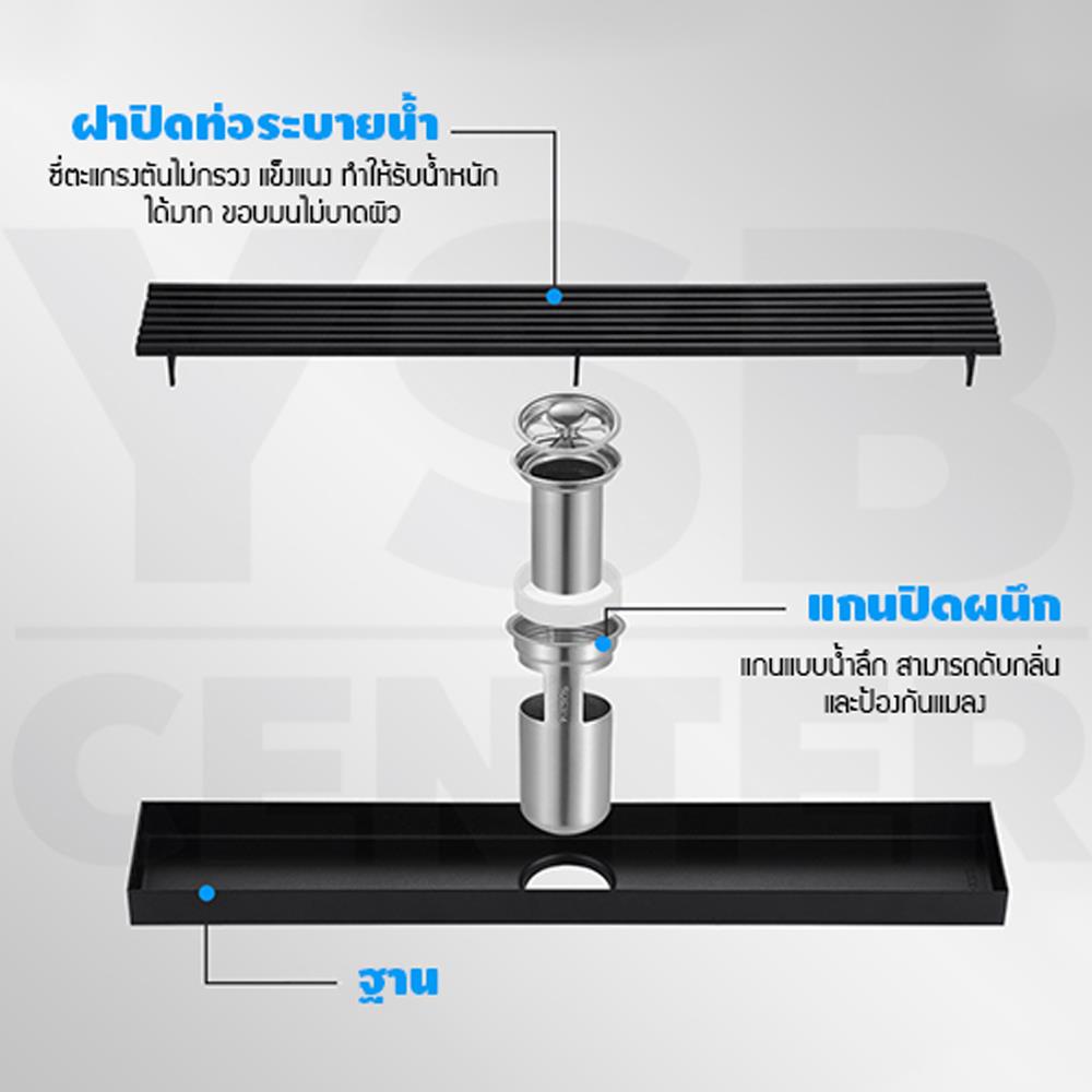 รางน้ำทิ้ง CASSA CL0229 60 ซม. สีดำ