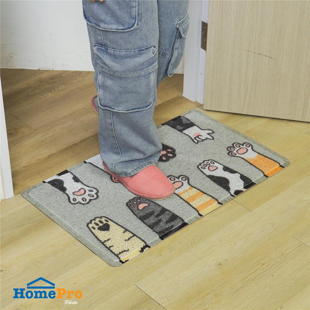 พรมเช็ดเท้าดักฝุ่น HOME LIVING STYLE PAWS 45X75 ซม. สีเทา