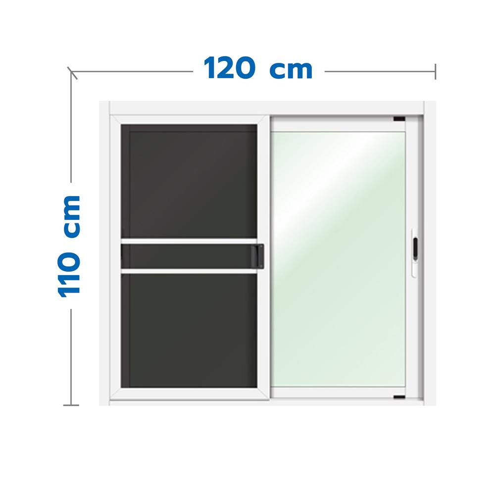 หน้าต่างบานเลื่อน อะลูมิเนียม S-S มุ้ง LYNN XPLUS 120X110 ซม. สีขาว