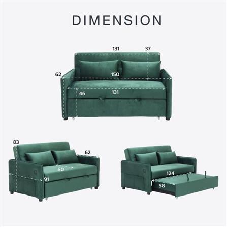โซฟาเบด 2 ที่นั่ง SB FURNITURE BONDANIE 19234945 สีเขียว_9