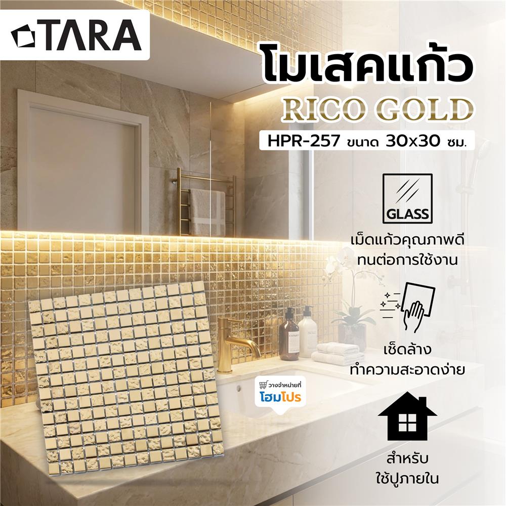 โมเสคแก้ว 30x30 ซม. TARA HPR-258 ริโก โกลด์