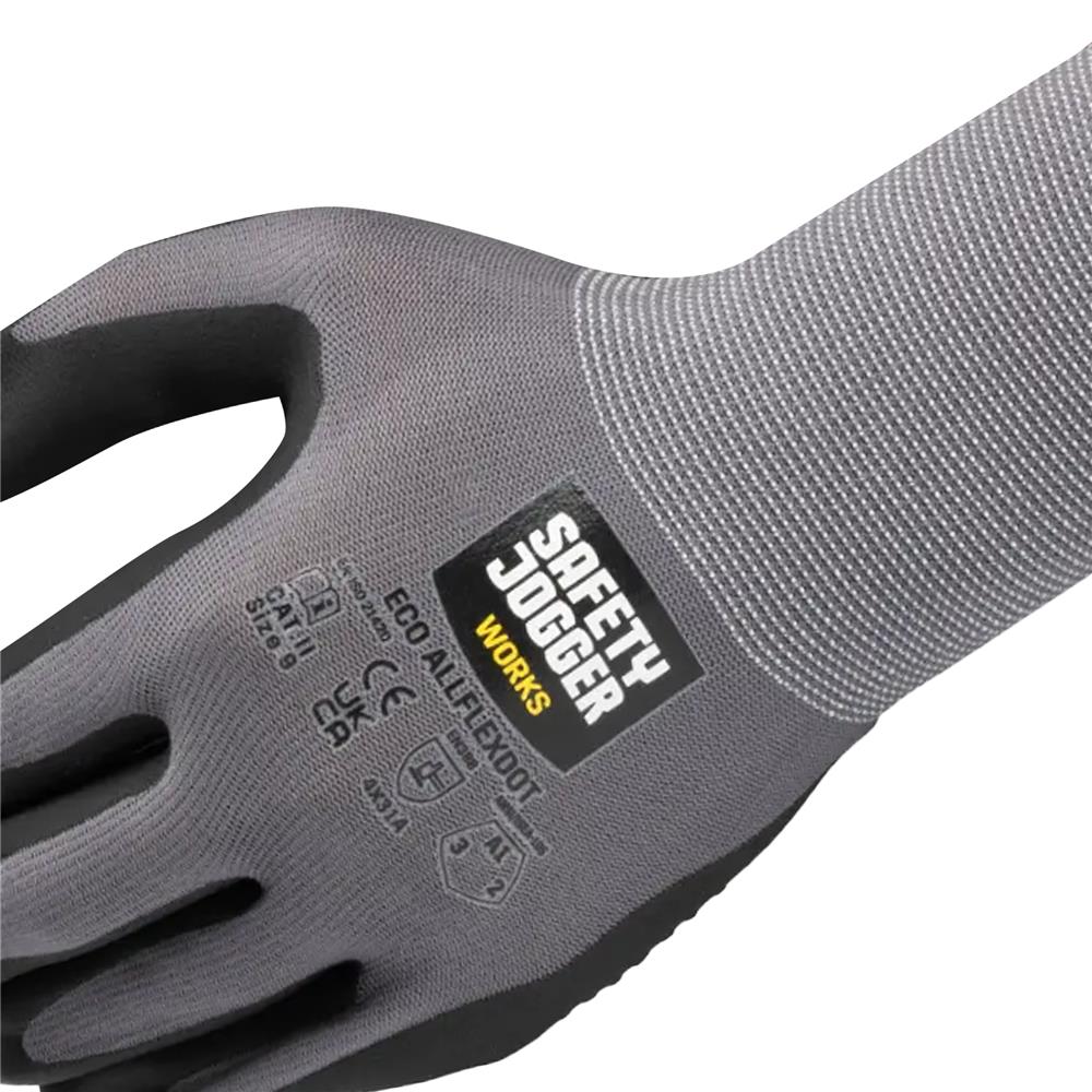 ถุงมือ SAFETY JOGGER ECO ALLFLEXDOT 4131A SIZE 9 สีดำ/เทา (แพ็ก 2 ชิ้น)