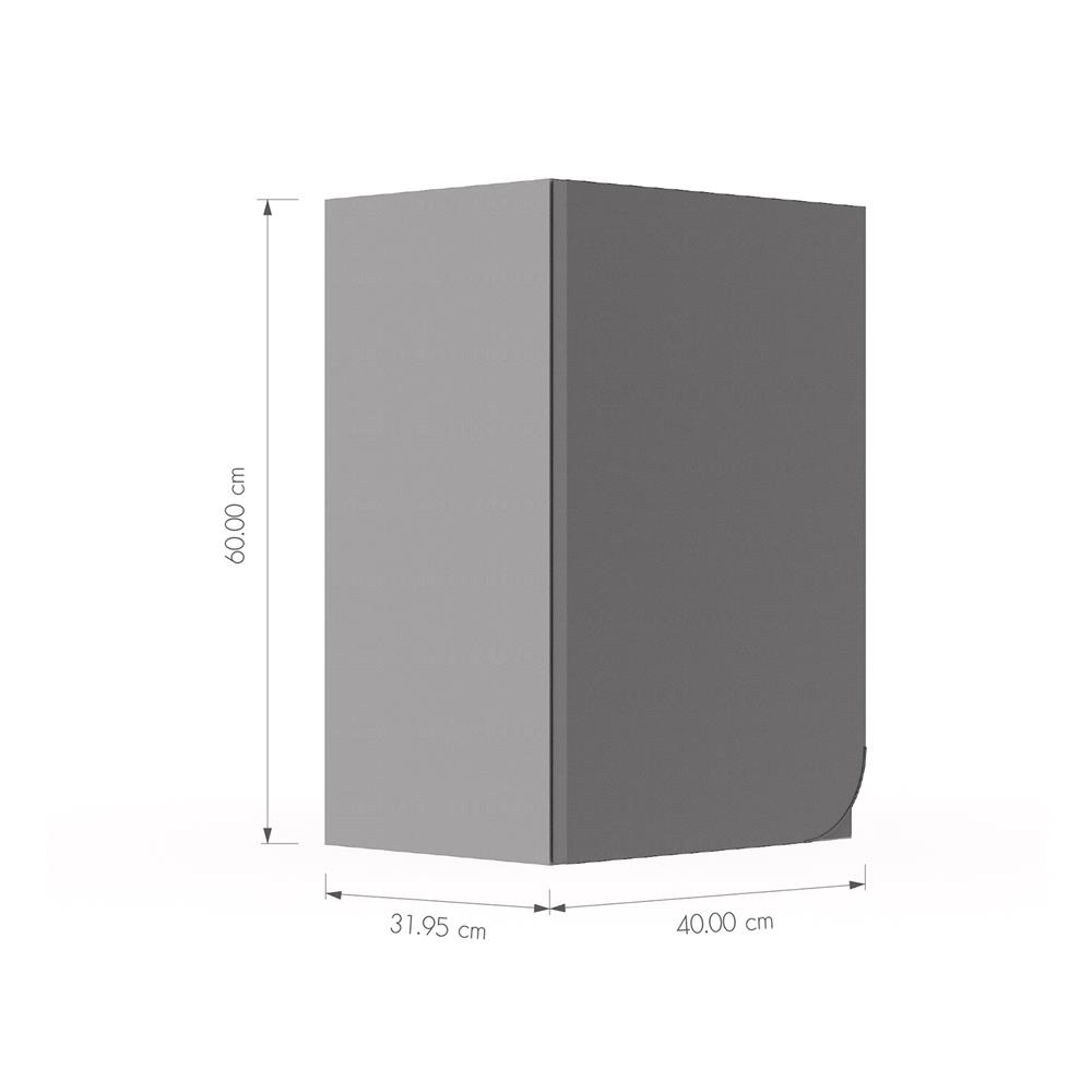 ตู้แขวนเดี่ยวเปิดซ้าย KITZCHO CURVE 40x60 ซม. สี GREY GRAPHITE