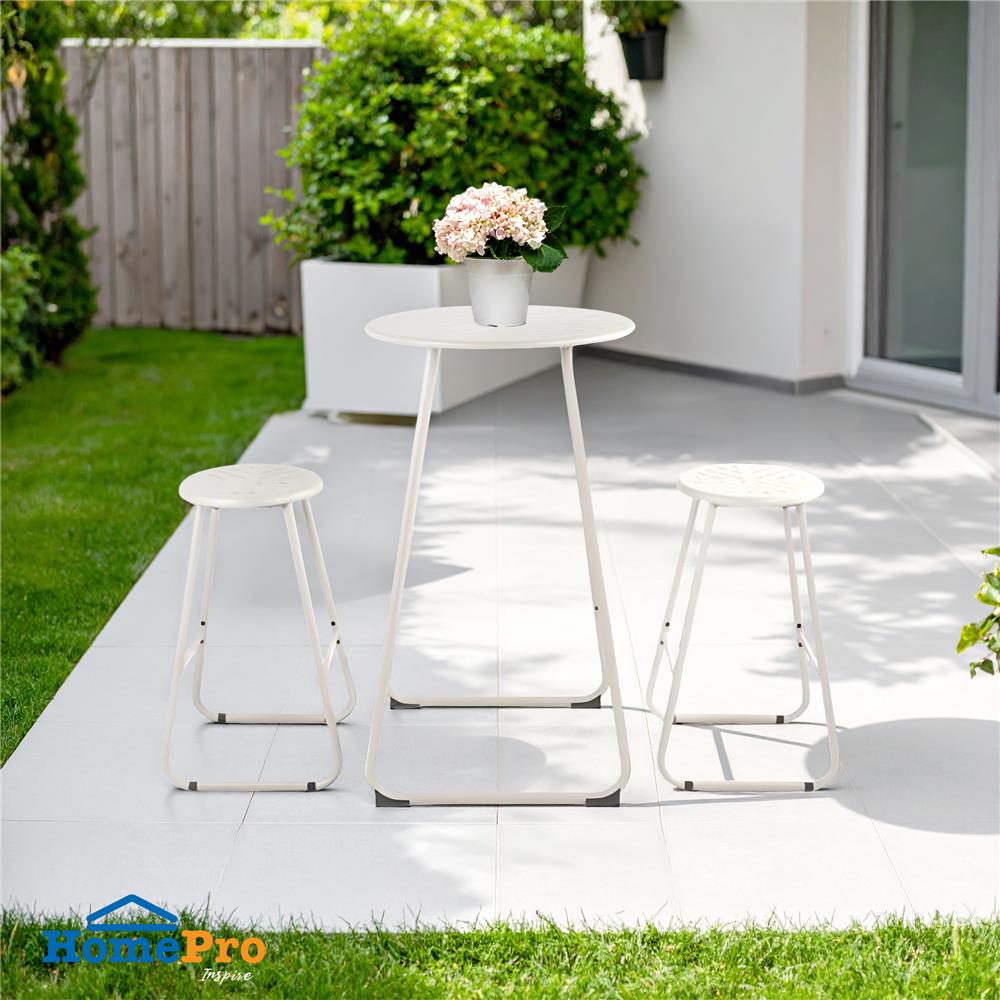 ชุดโต๊ะบาร์สนามเหล็ก 2 ที่นั่ง SPRING NORA สีเบจ