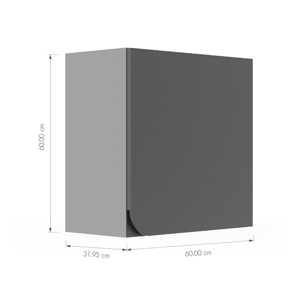 ตู้แขวนเดี่ยวเปิดขวา KITZCHO CURVE 60x60 ซม. สี GREY GRAPHITE
