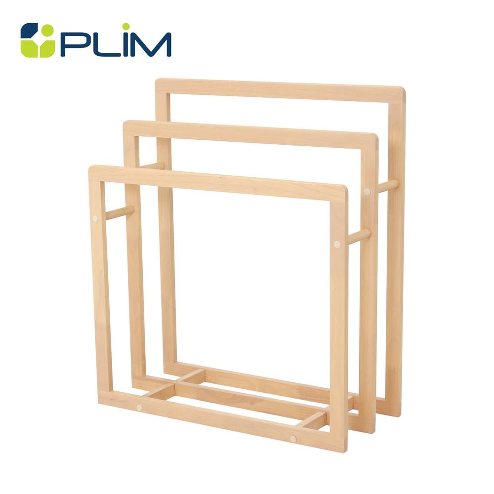 ราวพาดผ้าไม้ยางพารา 3 เส้น PLIM STEP 75 ซม. สีเนเชอรัล_1