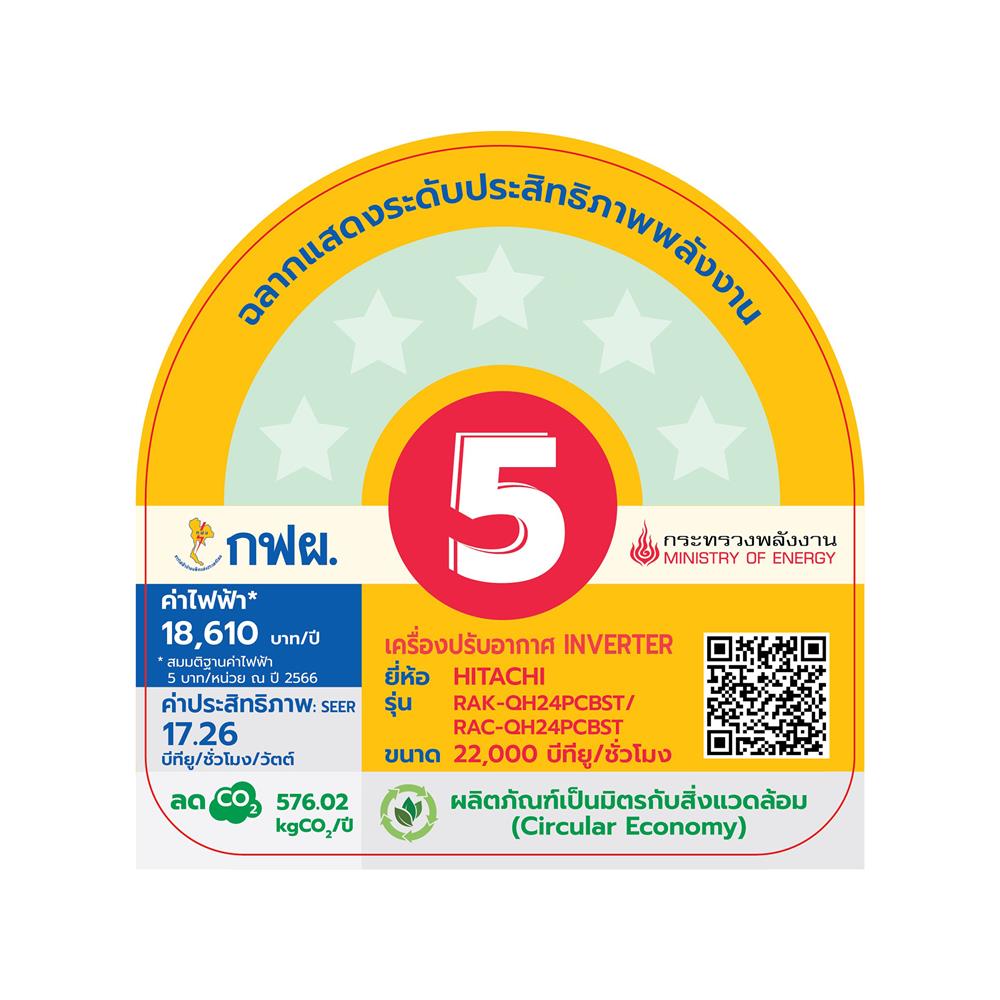 แอร์ผนัง HITACHI RAC/RAK-QH24PCBST 22000 บีทียู อินเวอร์เตอร์