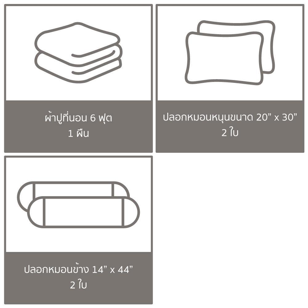 ชุดผ้าปูที่นอน 6 ฟุต (ชุด 5 ชิ้น) FACINO PRINT FA081