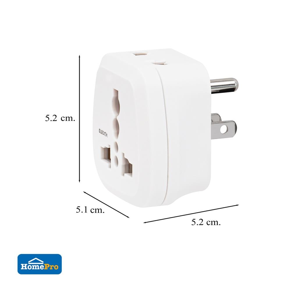ปลั๊กแปลง 3 ขาแบน 2 IN 1 ELECKTA EL16A-B 3600W 16 แอมป์ สีขาว