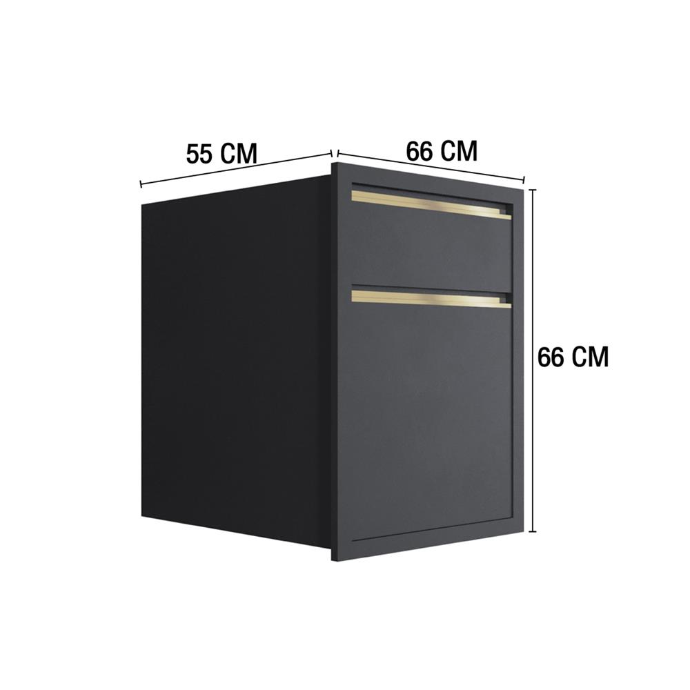 ตู้ลิ้นชัก 2 ชั้น MJ ETERNITY 66x66 ซม. สี GREY GRAPHITE