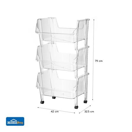 ชั้นวางของ 3 ชั้น STACKO KLARO 42X32.5X79 ซม. สีใส_3