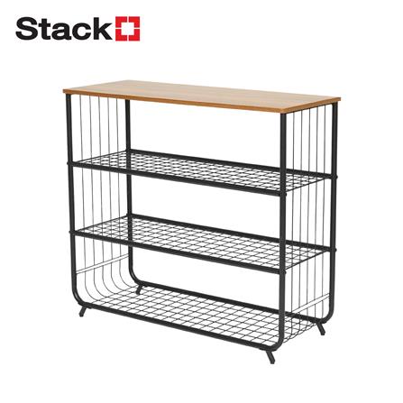 ชั้นรองเท้า 3 ชั้น พร้อม TOP ไม้ STACKO URBAN 75X30X68 ซม. สีดำ_0